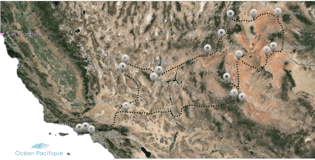 Itinéraire Parcs de l'Ouest des Etats-Unis