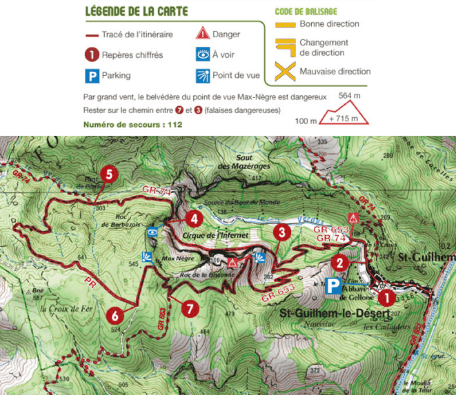 Carte les Fenestrettes Saint-Guilhem-Le-Desert Montpellier