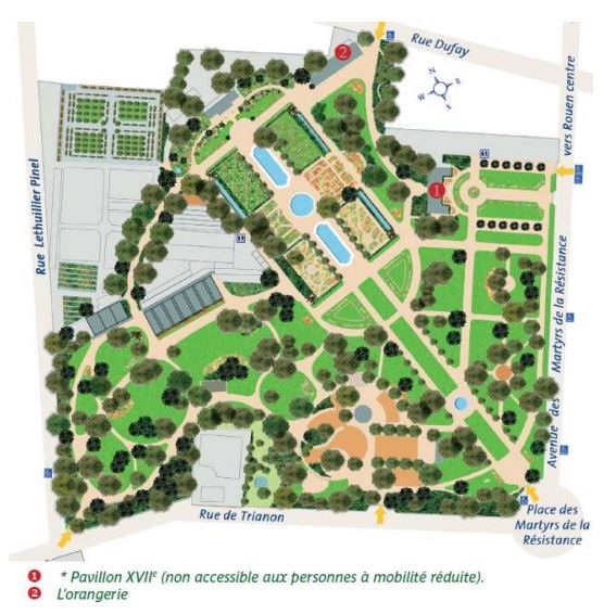 Plan du jardin des plantes de Rouen
