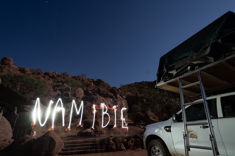 Light painting Mowani Campsite Twyfelfontein Namibie