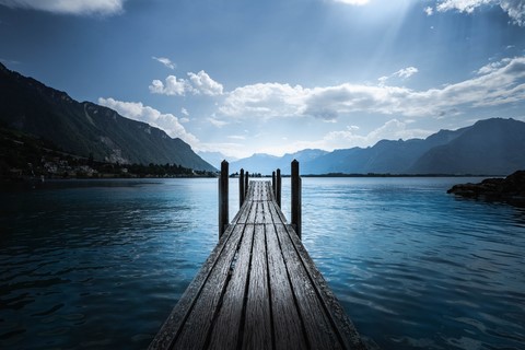 Le ponton du Château de Chillon Lac léman Montreux Suisse