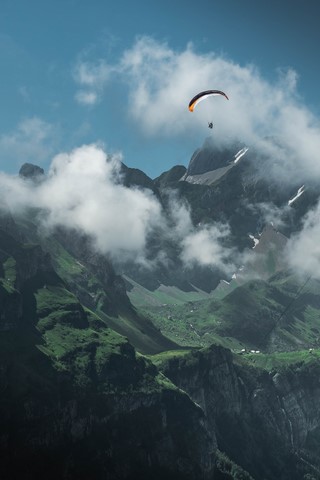 Vue depuis guesthouse Äscher Sealpsee Appenzell Randonnée Wasserauen à Ebelnap Suisse