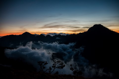 Coucher de soleil au retour du lac Lombok Mount Rinjani
