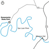 Carte Goosenecks state park Etats-Unis